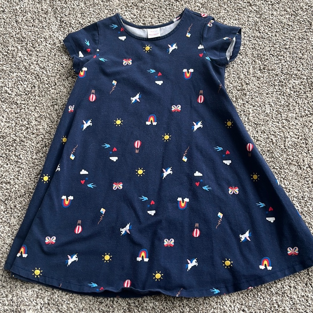 Hanna Andersson Swing Dress Navy Print size 8